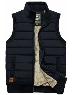 Vcansion Men's Outdoor Stand Collar Fleece Jacket Vest Casual Padded Vest Coats