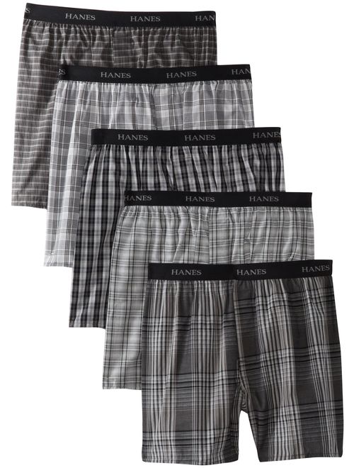 Hanes Ultimate Men's 5-Pack Yarn Dye Exposed Waistband Boxer-Colors May Vary