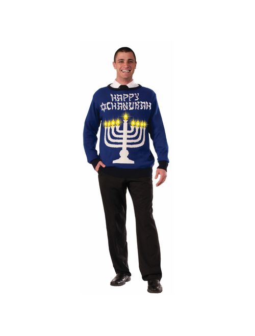 Hanukkah Adult Ugly Costume Sweater Light Up Menora Large