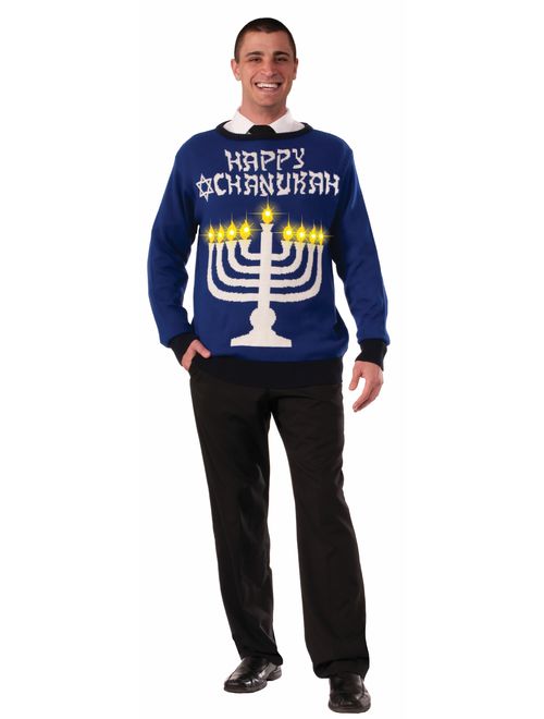 Hanukkah Adult Ugly Costume Sweater Light Up Menora Large