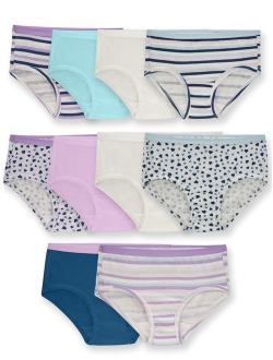 Girls Underwear, 10 Pack Assorted Classic Cotton Brief Panties (Little Girls & Big Girls)