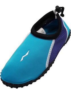 Norty Womens Water Shoes Aqua Socks Surf Yoga Exercise Pool Beach Swim Slip On, 40209 Aqua/White / 10B(M)US