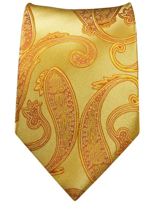 Gold Paisley Paul Malone Silk Tie with Accessories