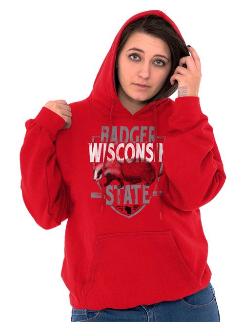 Brisco Brands Wisconsin Athletic Sports WI Pullover Hoodie Sweatshirt