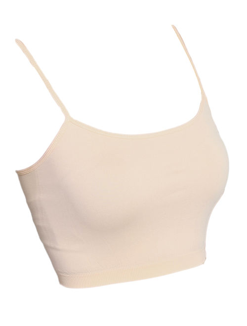 Junior's Seamless Spaghetti Strap Bra Top Stretch Cami Bandeau Bralette