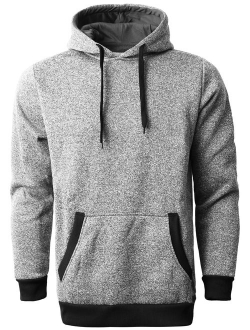 Ma Croix Mens Lightweight Marled Pullover Hoodie Texture Brushed Fleece