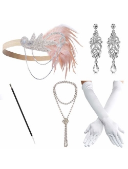 1920s Great Gatsby Accessories Set for Women,Costume Flapper Headpiece Headband