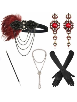 1920s Great Gatsby Accessories Set for Women,Costume Flapper Headpiece Headband