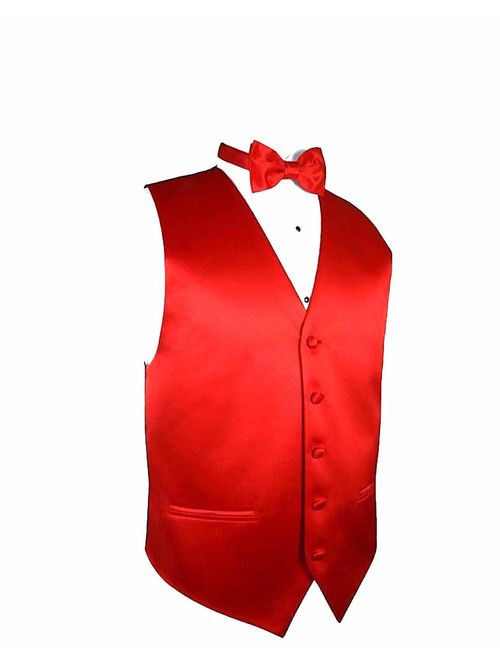 Exclusive Distributor Solid Dress Vest & Bow Tie Set for Suit or Tuxedo