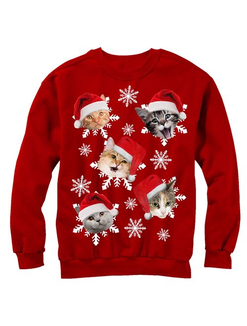 Women's Ugly Christmas Sweater Cat Snowflakes Sweatshirt