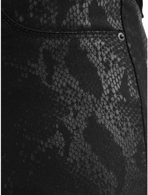 Hyperstretch coated snake print skinny pant