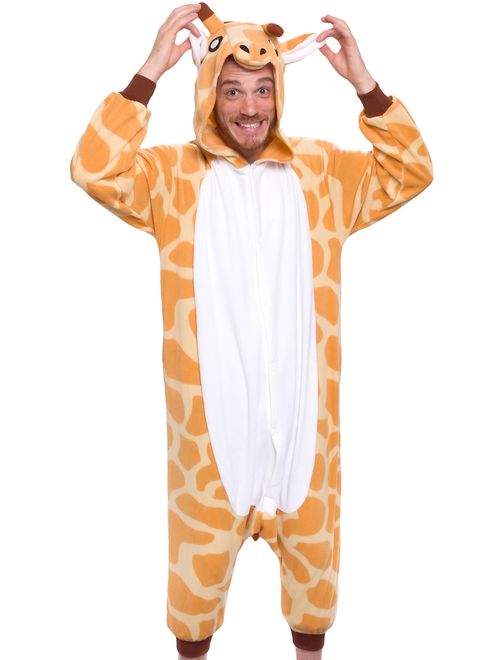 SILVER LILLY Adult Giraffe One Piece Animal Halloween Costume Pajamas