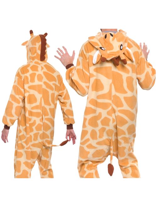 SILVER LILLY Adult Giraffe One Piece Animal Halloween Costume Pajamas