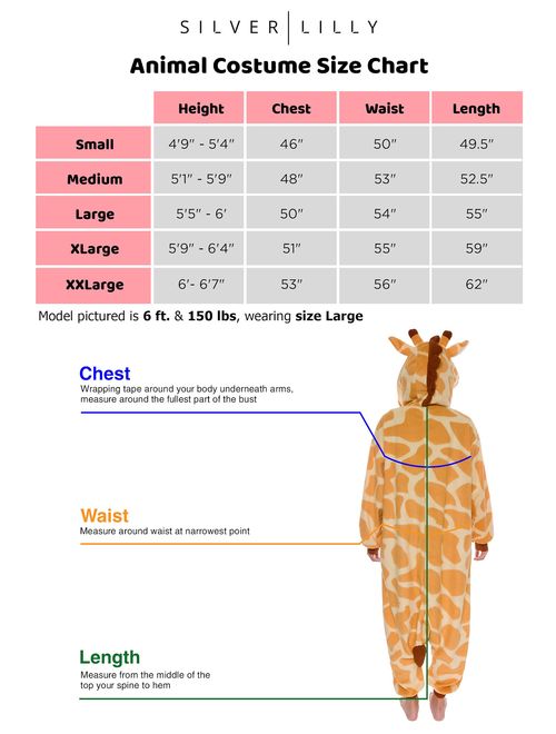 SILVER LILLY Adult Giraffe One Piece Animal Halloween Costume Pajamas