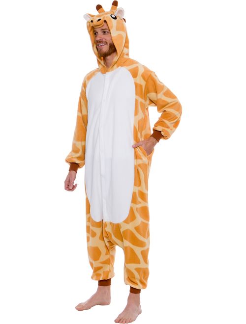 SILVER LILLY Adult Giraffe One Piece Animal Halloween Costume Pajamas