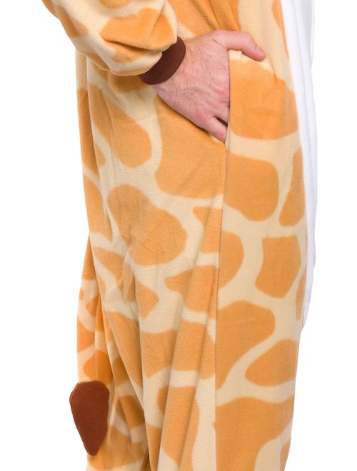 SILVER LILLY Adult Giraffe One Piece Animal Halloween Costume Pajamas