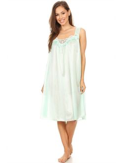 9006 Women Nightgown Sleepwear Pajamas Woman Sleep Dress Nightshirt Green M