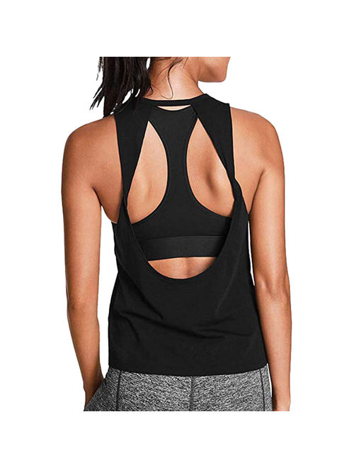 Tuscom Women Activewear Sexy Open Back Yoga Shirt Workout Sports Gym Tank Tops Vest