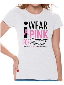 Women's I Wear Pink for Someone Special Graphic T-shirt Tops Breast Cancer Awareness