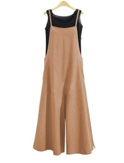 Summer Wide Leg Women Solid Bib Pants Casual Jumpsuit