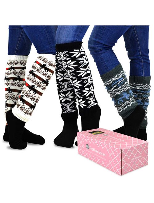 TeeHee Gift Box Women's Fashion Leg Warmers 3-Pack Assorted Colors