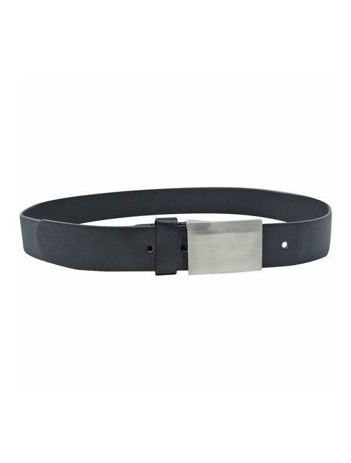 Men'S Leather Belt With Chrome Buckle