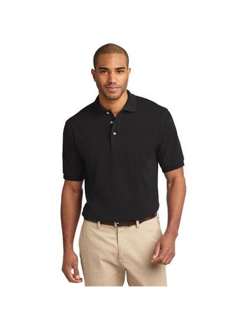 Port Authority K420 Mens Heavyweight Cotton Pique Polo T-Shirt, Black - 3XL