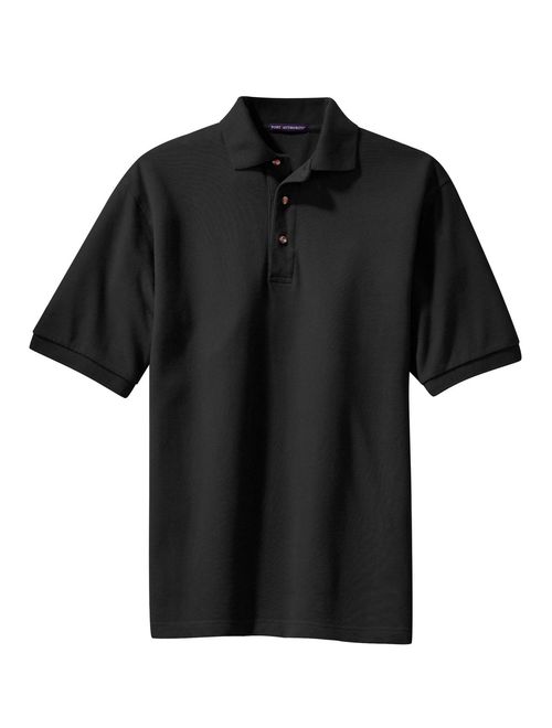 Port Authority K420 Mens Heavyweight Cotton Pique Polo T-Shirt, Black - 3XL