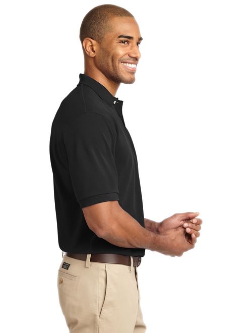 Port Authority K420 Mens Heavyweight Cotton Pique Polo T-Shirt, Black - 3XL