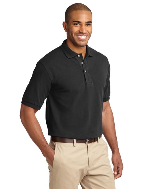 Port Authority K420 Mens Heavyweight Cotton Pique Polo T-Shirt, Black - 3XL