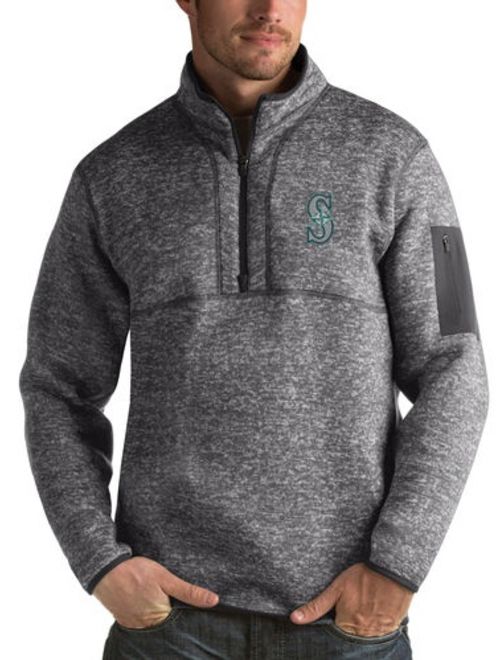 Seattle Mariners Antigua Fortune Half-Zip Sweater - Heathered Charcoal