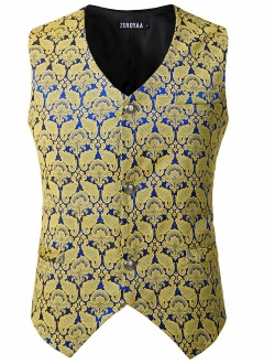 Mens Single Breasted Vest Gothic Steampunk Victorian Brocade Waistcoat