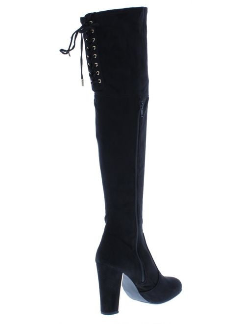 Material Girl Womens Priyanka Faux Suede Round Toe Over-The-Knee Boots