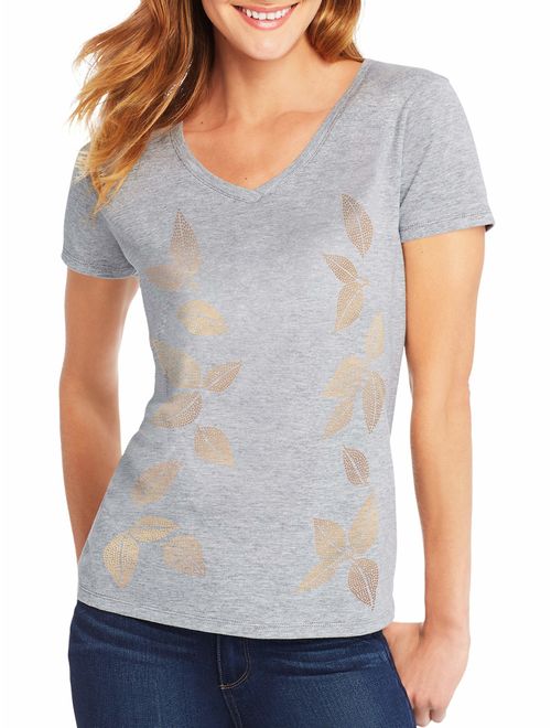 Hanes Women's Short-Sleeve V-Neck Graphic T-Shirt