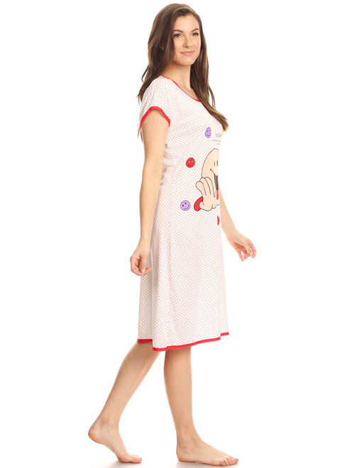 5020 Womens Nightgown Sleepwear Pajamas - Woman Sleeveless Sleep Dress Nightshirt Red # 75 M