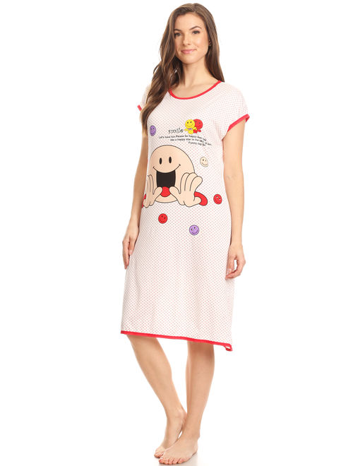 5020 Womens Nightgown Sleepwear Pajamas - Woman Sleeveless Sleep Dress Nightshirt Red # 75 M