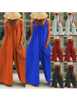 Pudcoco Women Dungarees Harem Strap Pant Loose Jumpsuit Baggy Trousers Overalls