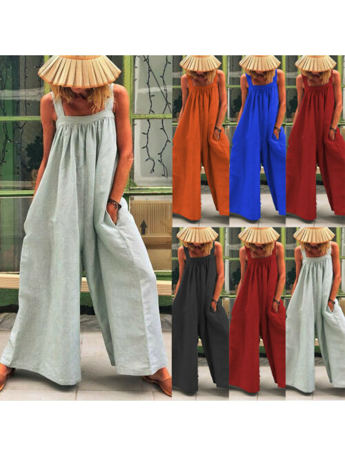 Pudcoco Women Dungarees Harem Strap Pant Loose Jumpsuit Baggy Trousers Overalls