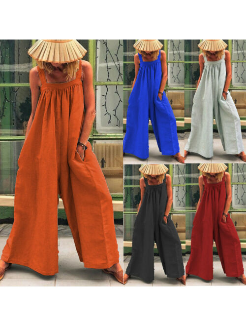 Pudcoco Women Dungarees Harem Strap Pant Loose Jumpsuit Baggy Trousers Overalls