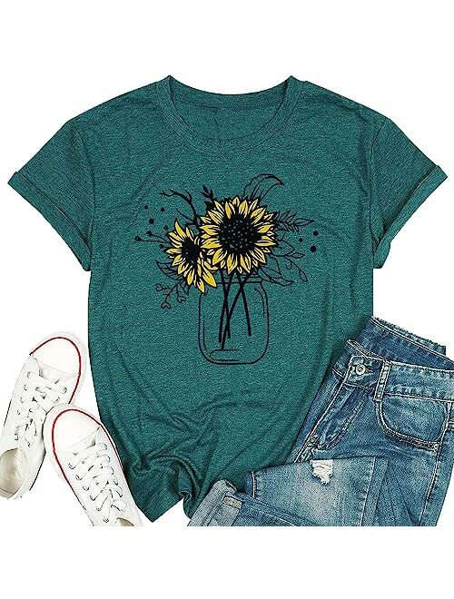 Sunflower Vase Tank Top for Women Sleeveless Summer Tops Cute Flower Bouquet Graphic Casual Vacation Shirt Top