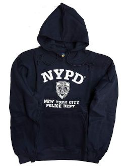 NYPD Hoodie White Print Officially Licensed Sweatshirt Navy Blue (XL, Gray)