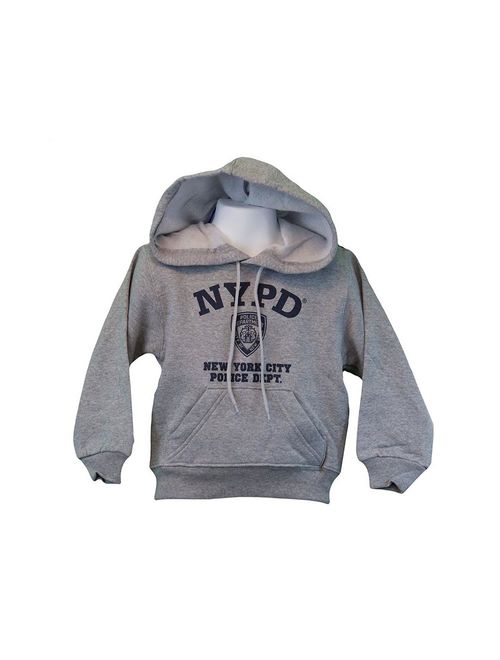 NYPD Hoodie White Print Officially Licensed Sweatshirt Navy Blue (XL, Gray)