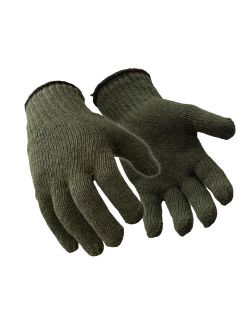 Military Style Ragg Wool Glove Liners, Green - PACK OF 12 PAIRS