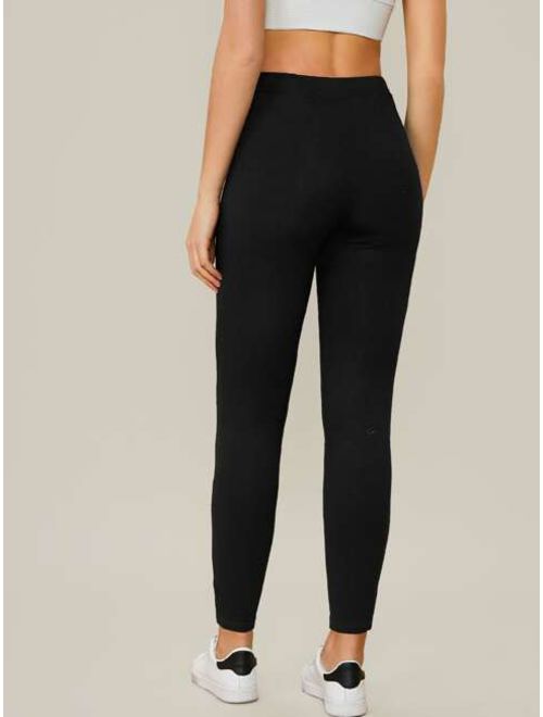 Shein Drawstring Waist Solid Leggings