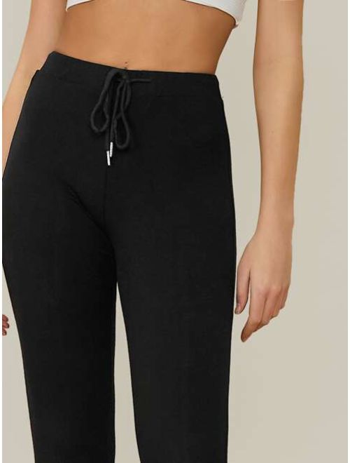 Shein Drawstring Waist Solid Leggings