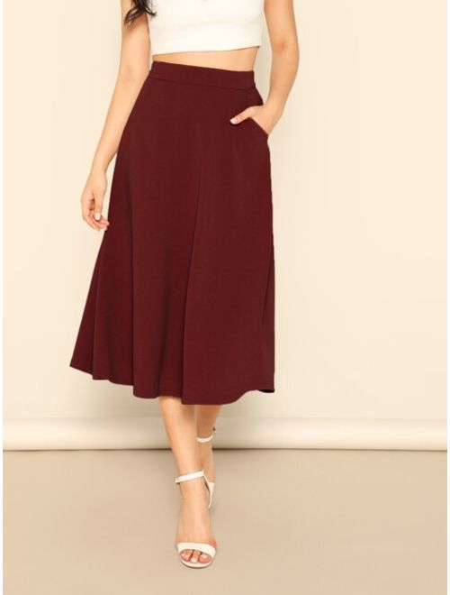 Shein Solid Slant Pocket Swing Skirt