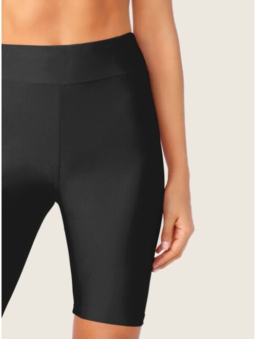 Shein Solid Wide Waistband Cycling Shorts