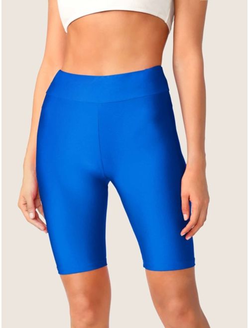 Shein Solid Wide Waistband Cycling Shorts