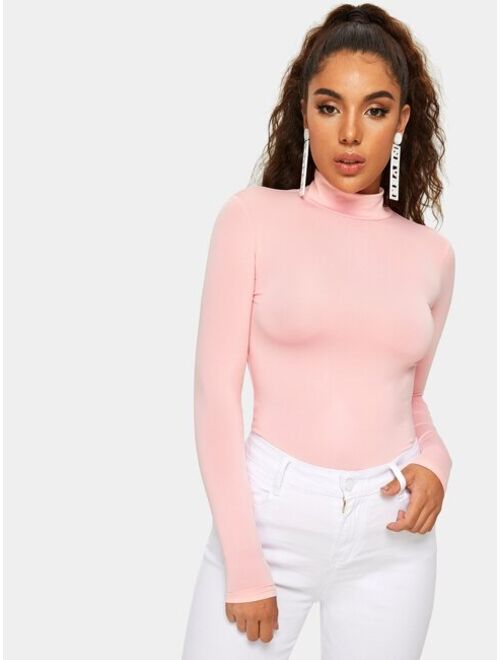 Shein Solid High Neck Fitted Top