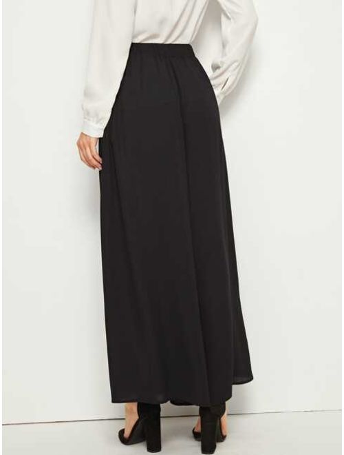 Shein Elastic Waist Tie Front Super Palazzo Pants